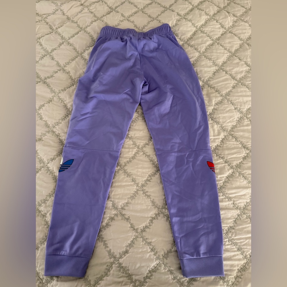 Adidas Kids Lavender Joggers with Red and Blue Accents size 11-12